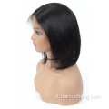 Black Straight 13x6 pizzo anteriore bob parrucca bombardiere Virgin Human Hair Wigs HD Hum Human Lace Wig